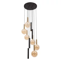 Lucide JOSIANE függeszték fém, üveg, fekete, borostyán, G9+GU10, 40W - 21441/10/62