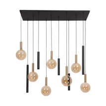 Lucide JOSIANE függeszték fém, üveg, fekete, borostyán, G9+GU10, 40W - 21441/12/62