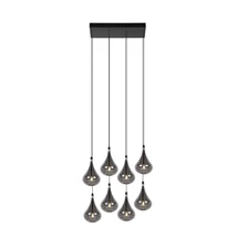 Lucide TEARS függeszték fém, üveg, fekete, füstszín, G4 - 70434/28/30