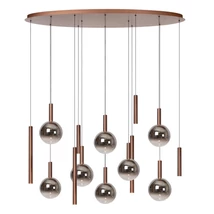 Lucide JASMINE függeszték fém, üveg, réz, füstszín, LED, 4.4W, 360lm, 2200K-3300K - 74420/14/65