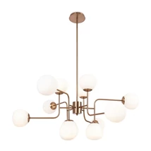 Maytoni ERICH függeszték fém, üveg, arany, fehér, E14 - MOD221PL-12G