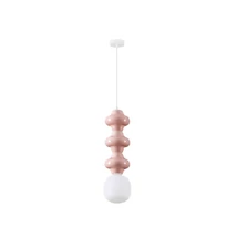 NovaLuce CLIO függeszték fém, kerámia, üveg, fehér, pink, opál, E14 - NL-9009121