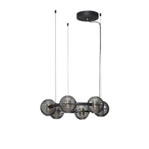 NovaLuce LAS függeszték fém, üveg, fekete, arany, szürke, LED 60W, 3000K, 6087 Lm - NL-9009135
