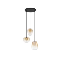 NovaLuce OBLO függeszték fém, üveg, fekete, borostyán, LED, 10W, 650lm, 3000K - NL-9009177