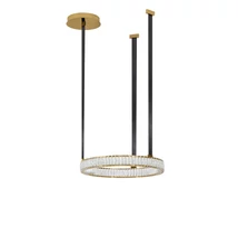 NovaLuce LAZURA függeszték fém, kristály, bőr, arany, fekete, áttetsző, LED, 74W, 3000K, 5180 Lm - NL-9124111
