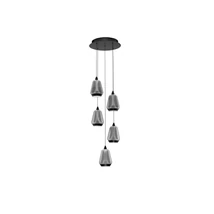 NovaLuce ALISH függeszték fém, üveg, fekete, füstszín, LED, 40W, 1650lm, 3000K - NL-9416969