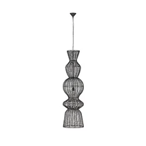 NovaLuce BREENA függeszték fém, rattan, fekete, E27 - NL-9586660
