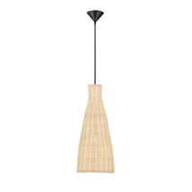 NovaLuce RIELO függeszték fém, rattan, fekete, természetes, E27 - NL-9586664