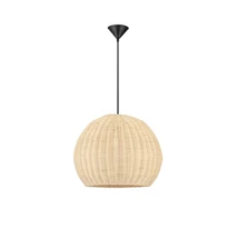 NovaLuce RIELO függeszték fém, rattan, fekete, természetes, E27 - NL-9586665