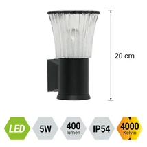 Prezent AVENTO kültéri fali lámpa fém, műanyag, fekete, LED, 5W, 400lm, 4000K, IP54 - 12106