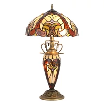 Prezent TIFFANY asztali lámpa fém, üveg, sokszínű, E27, E14 - 1702