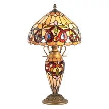 Prezent TIFFANY asztali lámpa fém, üveg, sokszínű, E27, E14 - 1706