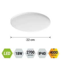 Prezent AORA mennyezet lámpa műanyag, fehér, LED, 18W, 4000K, 2700Lm, IP40 - 17450