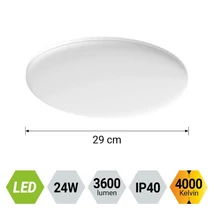 Prezent AORA mennyezet lámpa műanyag, fehér, LED, 24W, 4000K, 3600Lm, IP40 - 17451