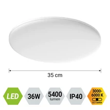 Prezent AORA mennyezet lámpa műanyag, fehér, LED, 36W, 3000 -6000K, 5400Lm, IP40 - 17452