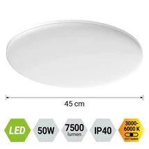Prezent AORA mennyezet lámpa műanyag, fehér, LED, 50W, 3000-6000K, 7500 Lm, IP40 - 17453