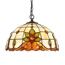 Prezent TIFFANY függeszték fém, Tiffany üveg, barna, többszínű, E27 - 220