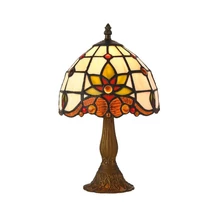 Prezent TIFFANY asztali lámpa fém, Tiffany üveg, barna, többszínű, E14 - 221