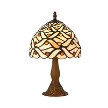 Prezent TIFFANY asztali lámpa fém, Tiffany üveg, barna, többszínű, E14 - 224