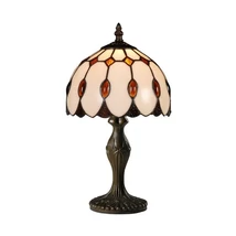 Prezent TIFFANY asztali lámpa fém, Tiffany üveg, barna, többszínű, E14 - 227