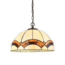 Prezent TIFFANY függeszték fém, Tiffany üveg, barna, többszínű, E27 - 229
