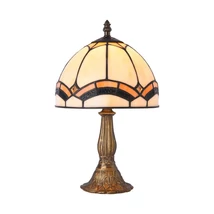 Prezent TIFFANY asztali lámpa fém, Tiffany üveg, barna, többszínű, E14 - 230