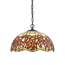 Prezent TIFFANY függeszték fém, Tiffany üveg, barna, többszínű, E27 - 232