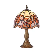 Prezent TIFFANY asztali lámpa fém, Tiffany üveg, barna, többszínű, E14 - 233