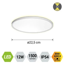 Prezent CORDIA fürdőszobai mennyezet lámpa műanyag, fehér, LED, 12W, 3000K-6000k, 1500Lm, IP54 - 27304