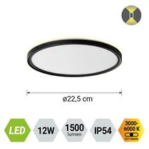 Prezent CORDIA fürdőszobai mennyezet lámpa műanyag, fehér, fekete, LED, 12W, 3000K-6000k, 1500Lm, IP54 - 27310
