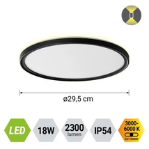 Prezent CORDIA fürdőszobai mennyezet lámpa műanyag, fehér, fekete, LED, 18W, 3000K-6000k, 2300Lm, IP54 - 27312