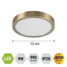 Prezent LENYS mennyezet lámpa fém, műanyag,  matt réz, fehér, LED, 9W, 4000K, 990 Lm, IP20 - 49058