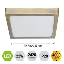 Prezent LENYS mennyezet lámpa fém, műanyag,  matt réz, fehér, LED, 22W, 4000K, 2420 Lm, IP20 - 49064