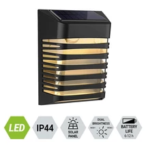 Prezent RUFF kültéri fali solar lámpa alkonykapcsolóval műanyag, fekete, áttetsző, LED, 2800K - 3200K, 0.3W, 20lm, IP44 - 65280