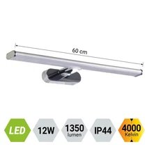 Prezent FONTEA fürdőszobai fali lámpa műanyag, króm, fehér, LED, 4000K, 12W, 1350lm, IP44 - 70222