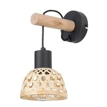 Rabalux RATTAN fali lámpa fém, fa, fekete, E27 - Rabalux-71025