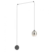 REDO KHADI fali lámpa, fém, üveg, fekete, füstszín, LED, 3000K, 6W, 370lm - 01-3484
