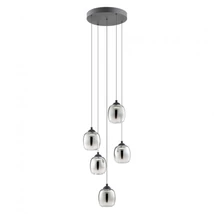 REDO KHADI függeszték, fém, üveg, fekete, füstszín, LED, 3000K, 26W, 1511lm - 01-3488