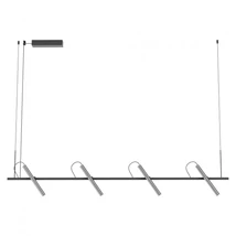REDO PRAXI függeszték, fém, fekete, nikkel, LED, 3000K, 28.5W, 1738lm - 01-3719