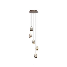 Searchlight Seeds függeszték fém, üveg, barna, pezsgő, LED, 49W, 4698lm, 3000K - 11141-5LT