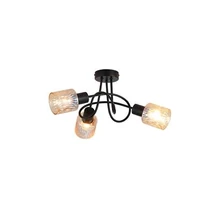 Searchlight Knot mennyezeti lámpa fém, üveg, fekete, borostyán, E14, 40W - 23603-3BK