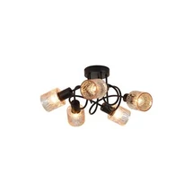 Searchlight Knot mennyezeti lámpa fém, üveg, fekete, borostyán, E14, 40W - 23605-5BK