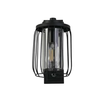 Searchlight REED kültéri fali lámpa mozgásérzékelővel fém, műanyag, fekete, áttetsző, E27, IP44 - 44610BK-PIR