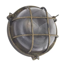 Searchlight BULKHEAD kültéri fali lámpa fém, üveg, fekete, arany, E27, IP44 - 61401BG