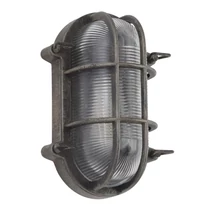Searchlight BULKHEAD kültéri fali lámpa fém, üveg, fekete, ezüst, E27, IP44 - 61402BS