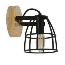 Searchlight VISION fali lámpa fém, fa, fekete, barna, E14 - 81698-1BK