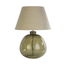Searchlight ZENITH asztali lámpa fém, üveg, szövet, zöld, természetes, E27 - EU44651GR