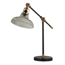 Searchlight BERWICK asztali lámpa fém, üveg, fekete, sárgaréz, áttetsző, E14 - EU60020BK