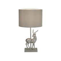 Searchlight DEER asztali lámpa gyanta, szövet, ezüst, szürke, E27 - EU60436SI
