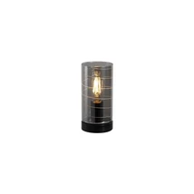 Searchlight Broughton asztali lámpa fém, üveg, fekete, füstszín, E27, 60W - EU82329SM